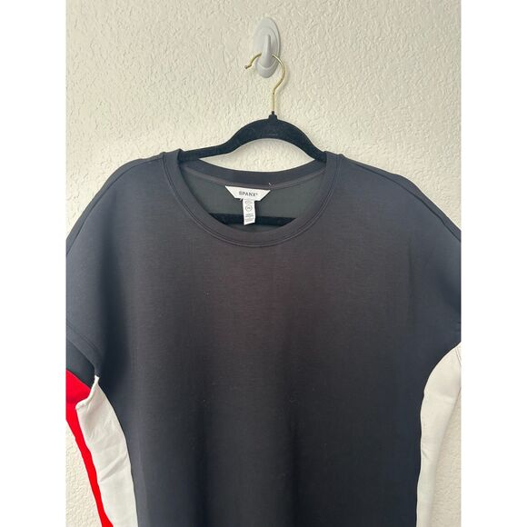 SPANX Colorblock Mini T-Shirt Dress Black White Red Size XL - Picture 3 of 9
